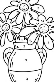 Omalovánka léto - květiny ve váze - Omalovánka podle Čísel pro děti