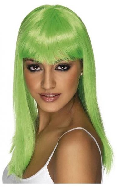Dlouhá dámská paruka s ofinou Glamourama - zelená