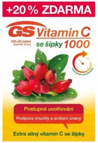 GS Vitamin C 1000+ šípky, doplněk stravy, 120 ks