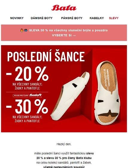Poslední šance __ Slevy až 30 % na celou letní kolekci sandálů, pantoflí a žabek