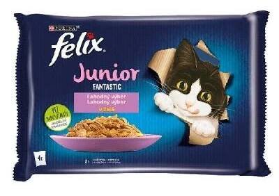 FELIX Fantastic Junior s kuřetem a lososem v želé 4 x 85 g