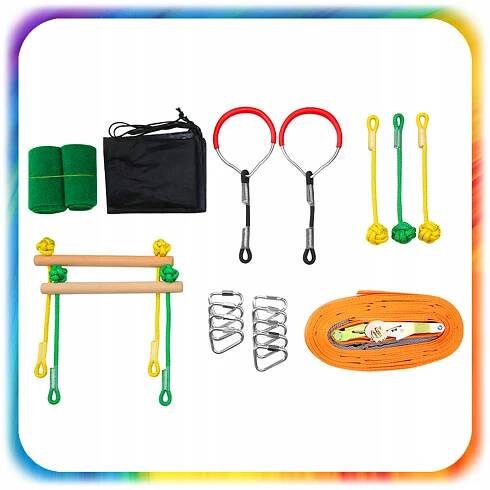 PŘEKÁŽKOVÁ DRÁHA LANOVÝ PARK NINJA SADA PRO DĚTI ZÁBAVA VENKU za 1437.00CZK - Allegro