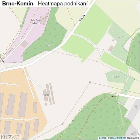 Mapa Brno-Komín - Firmy v městské části.