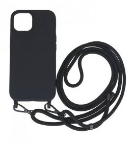 TopQ Kryt Simple iPhone 12 černý se šňůrkou 111415
