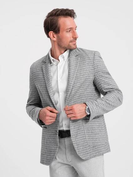 Ombre Clothing - Šedé pánské kostkované sako s příměsí vlny Ombre Clothing | ZOOT.cz
