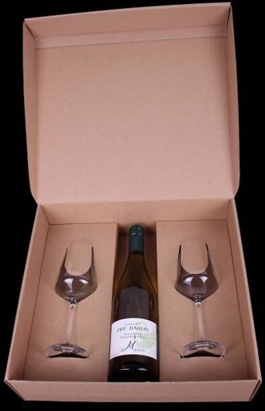 Dárková kazeta s bílým vínem + skleničky Bohemia Crystal na bílé víno - Viavini.cz