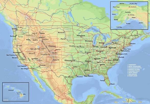 Topografická mapa USA