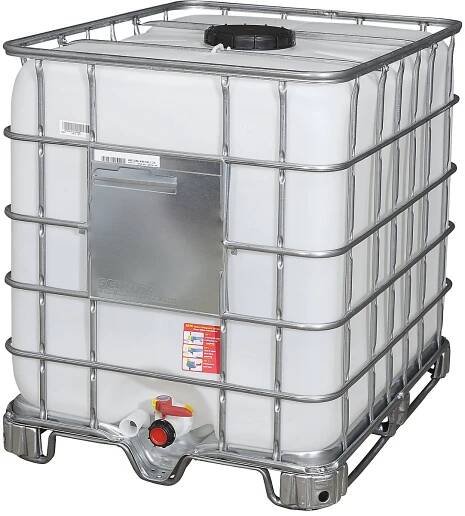 Kontejner IBC RECOBULK objem 1000 l, na paletě s ocelovými ližinami