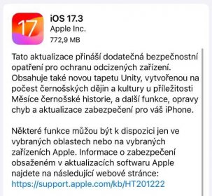 Aktualizace iOS 17.3