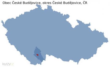 Mapa obce České Budějovice a okresu České Budějovice v ČR