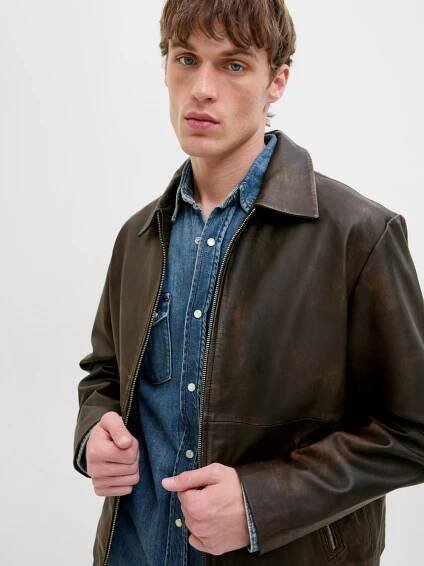 Kožená bunda | Dark Brown | Jack & Jones®