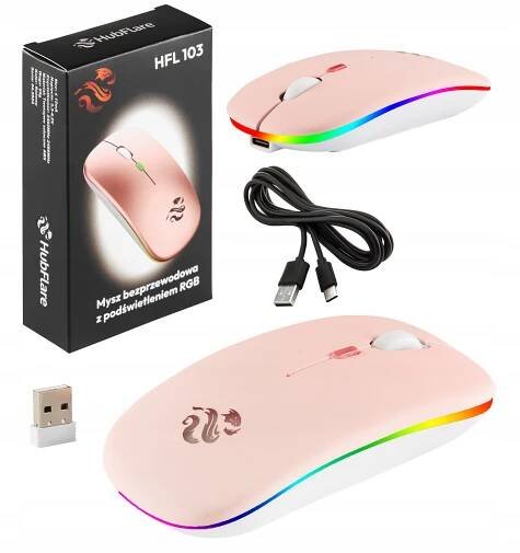 BEZDRÁTOVÁ MYŠ PRO SMART TV KANCELÁŘSKÁ OPTICKÁ LED RGB SLIM + BLUETOOTH 5