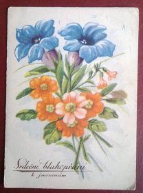Staré pohlednice, přáníčko , flora, vf. - Pohlednice