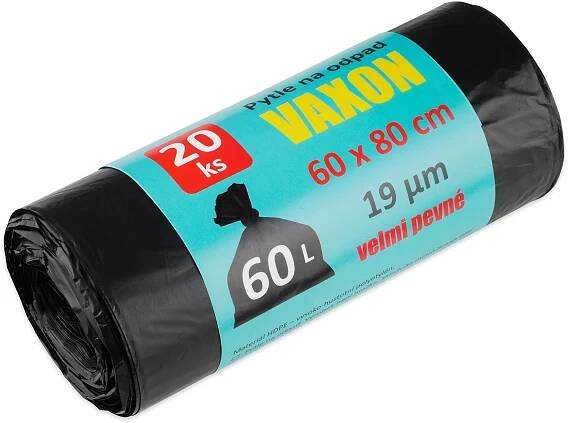Pytle na odpad Vaxon pevné 60l, 20ks, 19μm, černé 33 Kč