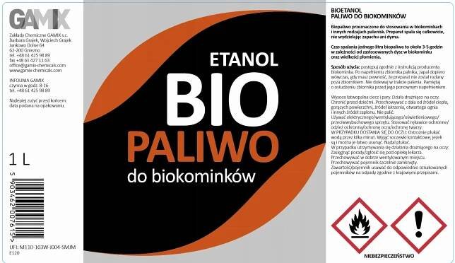 Biopalivo do krbu kapalina bioethanol Gamix 1l EAN (GTIN) 5903462007615