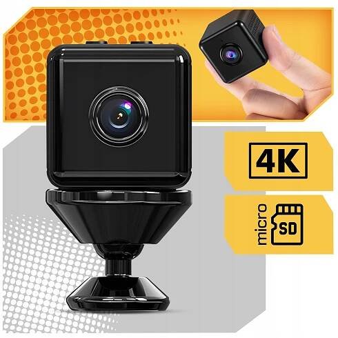Mini špionážní kamera SMART detekce skrytá kamera Malá WIFI 4K + Držák Kód výrobce KAMERKA KOSTKA SD MICRO CYFROWA NIANIA Wifi 1