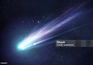 Super Jasná kometa v noci - Bez autorských poplatků Kometa - Kosmický prostor Stock fotka