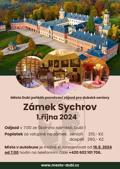 Výlet zámek Sychrov 1. 10. 2024 - Město Dubí