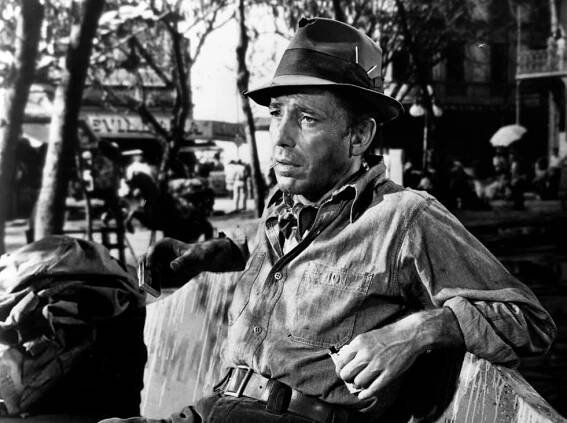 Humphrey Bogart in Tampico Mexico as a drifter in “The Treasure of the Sierra Madre”, classic old movie