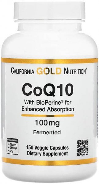 California Gold Nutrition, CoQ10, ubichinon USP s extraktem z BioPerine® pepře černého, zvýšená biologická dostupnost, 100