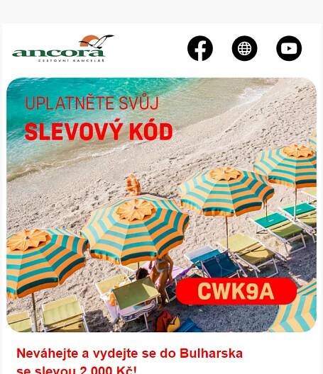 Sleva 2000 Kč na letecký zájezd se slevovým kódem CWK9A!