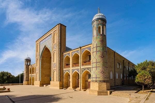 Kukeldash Madrasah under blue sky