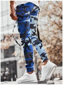 Pánske štýlové army modré joggery JOG920AM