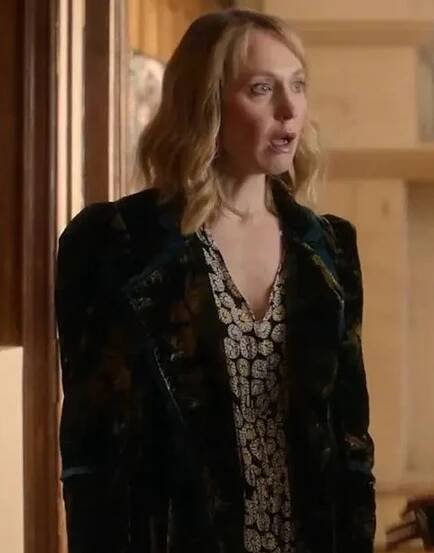 Caroline Burkett Tv Series Fool Me Once 2024 Hattie Morahan Floral Print Coat.