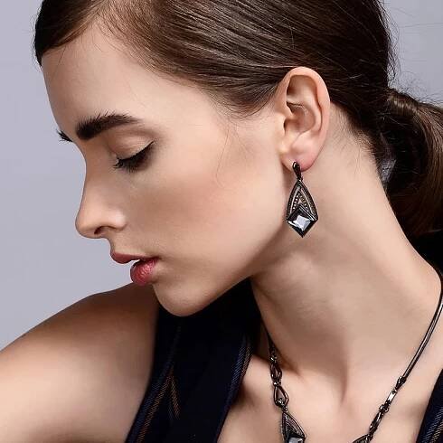 Náušnice Swarovski Elements Beauté Noire - vintage