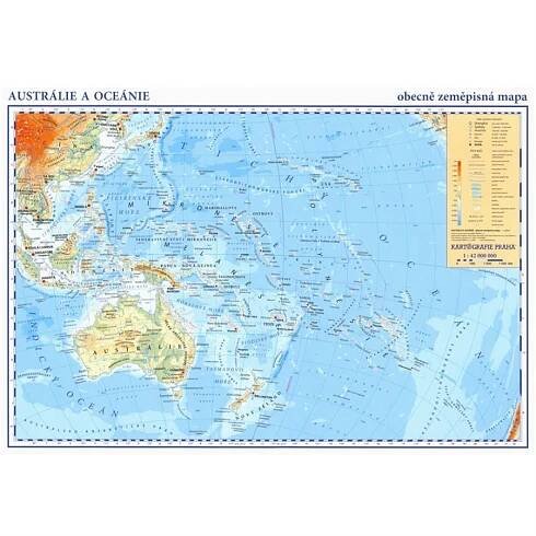 Austrálie, Oceánie – příruční obecně zeměpisná mapa - neuveden