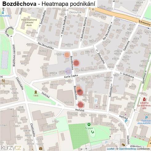 Mapa Bozděchova - Firmy v ulici.