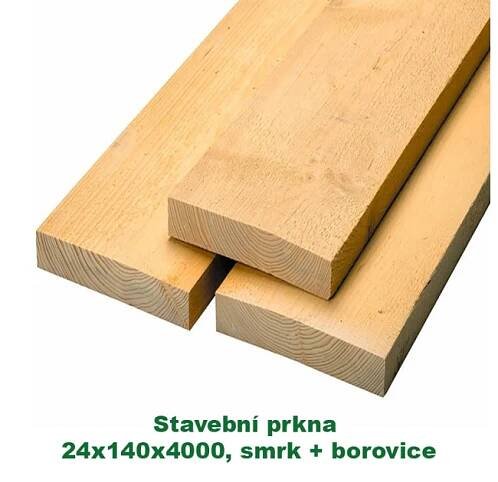 Stavební prkna 24x150x4000-tříděné, smrk + borovice