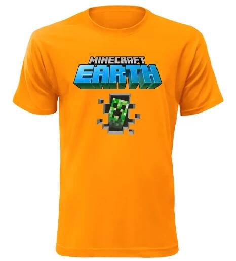 Tričko pro hráče Minecraft World oranžové | OKtrika.cz dodavatel kvalitního textilu