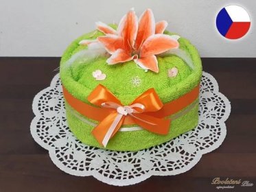 Textilní dort z osušky Sofie pistácie