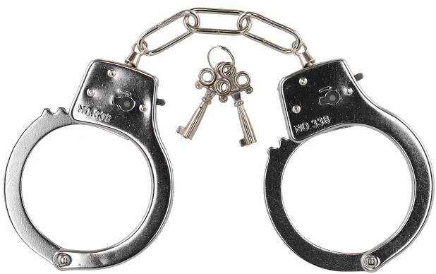 Pouta policejní kov 17cm s klíčem na kartě