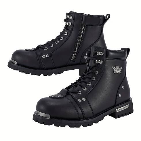 *'s Motorcycle Riding Boots Biker Boots with Lace-Up And Side Zipper PU Leather Combat Boots for *