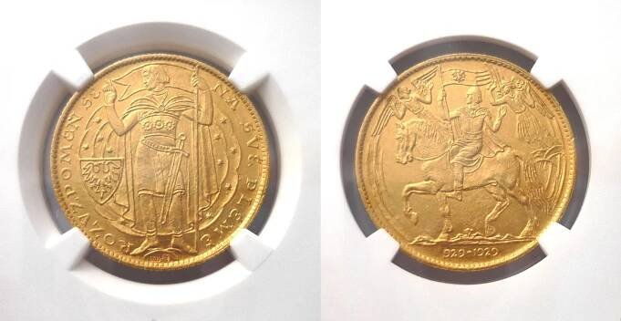 3 Dukát Milénium sv. Václava 1929 ! Certifikace NGC