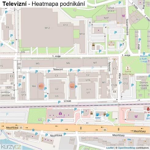 Mapa Televizní - Firmy v ulici.