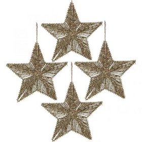 Ozdoby na vánoční stromeček, adventní dekorace, přívěsek hvězda Zlatá B15cm 8 kusů