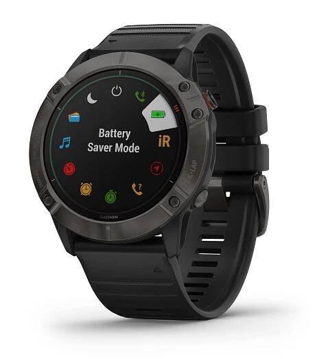 Garmin Fénix 6X Pro Solar, Titanium Carbon Gray DLC, Black band