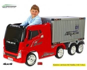 Dětský elektrický kamion Truck Champion s návěsem a kontejnerem, černý