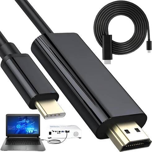 USB-C na HDMI 4K Kabel USB typu C 3.1 Kompatibilní s notebooky Smartphony TV Thunderbolt 2m Podporuje 4K@30Hz HDTV 2.0 USBC adaptér Převodník Retoo