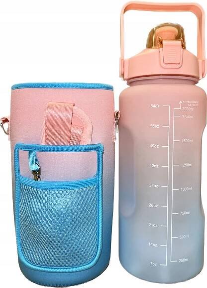 LAHEV NA PITÍ LÁHEV NA VODU + POPRUH NÁUSTEK SHAKER POSILOVNA FITNES 2 L Model Bidon Butelka 2L
