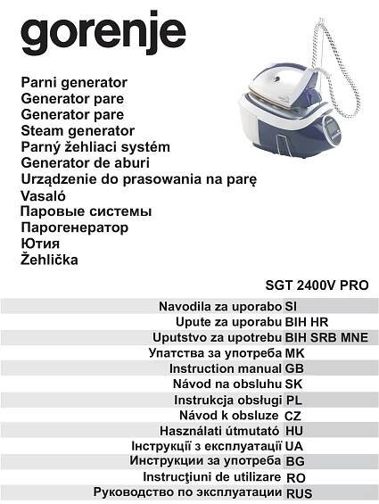 Gorenje SGT2400V PRO manuál Gorenje SGT2400V PRO - Zbozi.cz