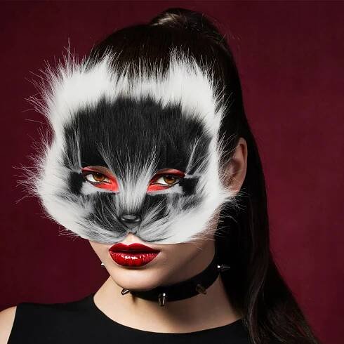 KOČIČÍ MASKA LISA WILKA THERIAN FURRY UMĚLÉ KOŽEŠINA KOSTÝM ZVÍŘÁTKO COSPLAY za 275.00CZK - Allegro