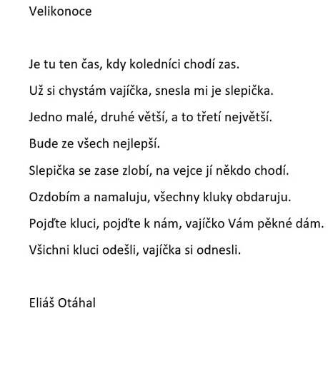 Velikonoční básnička