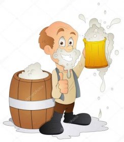 Muž s pivem - kreslené postavičky - vektorové ilustrace