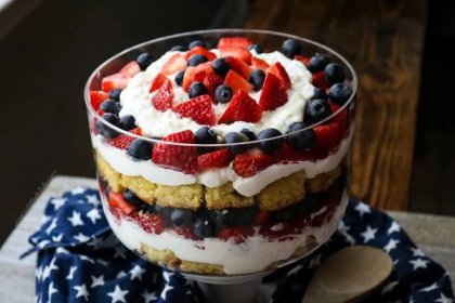 Red White & Blue Trifle-Low Carb - Mrs. Criddles Kitchen