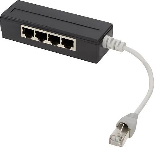 LogiLink RJ45 rozbočovač, 4cestný, barva: černá, stíněná zástrčka RJ45 - RJ45 4 x