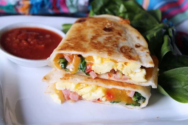 Brunch Quesadillas - Baked Broiled and Basted